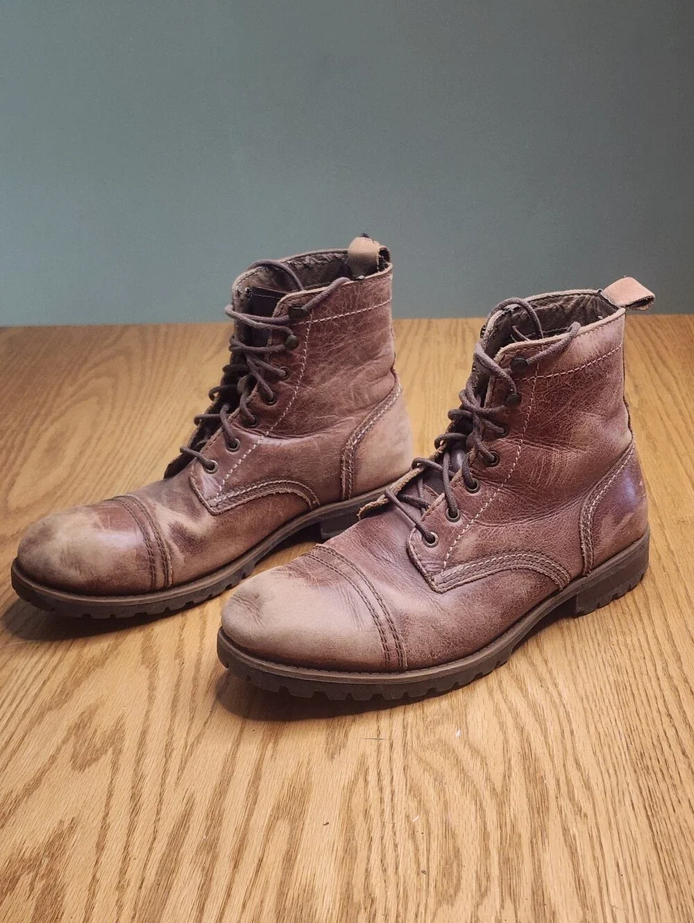 Brown Leather Distressed Boots Mens Size 12 Streetwear Cowboy Country - Picture 2 of 8